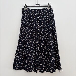 SALE LOFT Midi A-Line Skirt Moth Insect Print 8